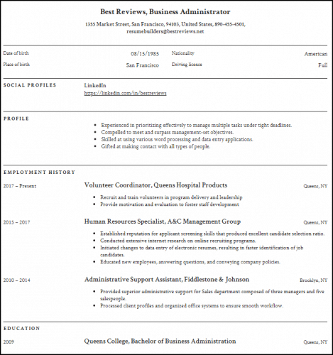 Example of a Resume With Gaps