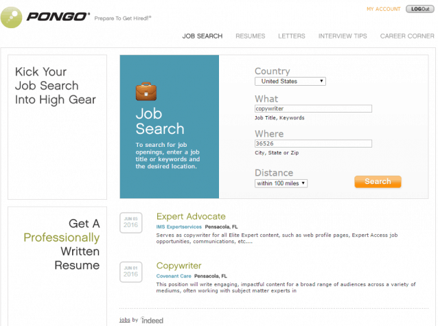 Pongo Job Search Engine