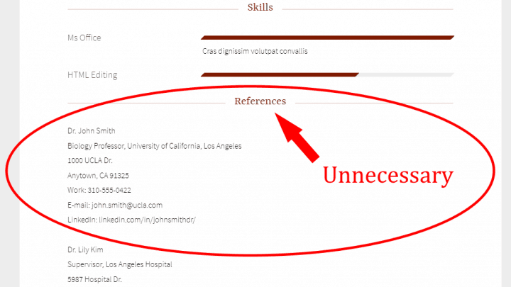 Unnecessary Referencing in Resumes