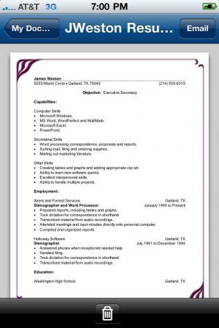 WinWay Resume Deluxe iPohne App