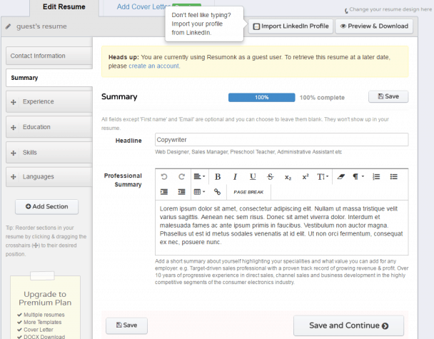 Resumonk Setup Summary