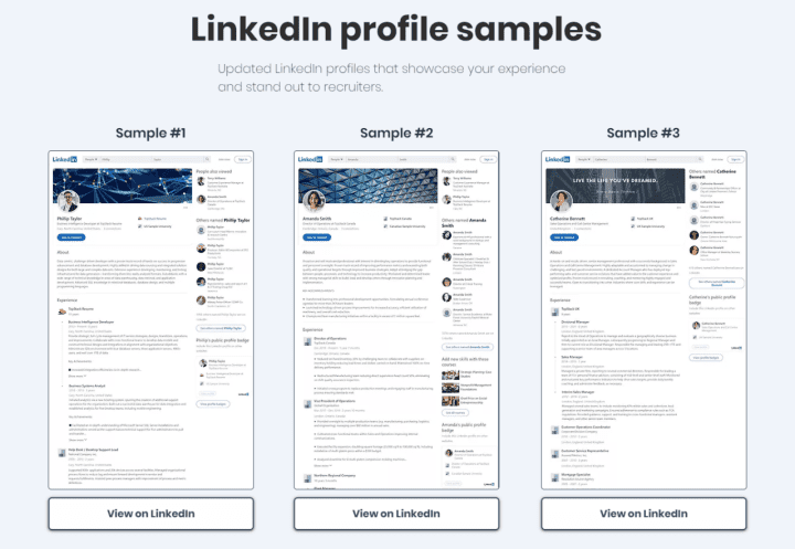 TopStack Resume Examples of Linkedin pages